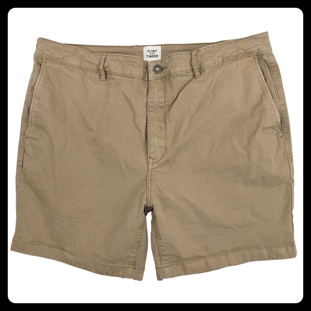 Flint and Tinder Chino Shorts Mens 38 Khaki Tan‎ Cotton Stretch F-610004  6"